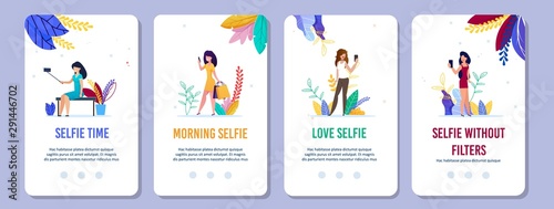Mobile Pages Set with Selfie in Daily Life Design