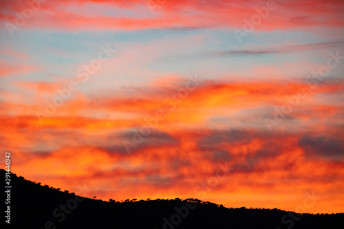Sunset over the little Karoo town of Steytlerville in the Eastern Cape province, South Africa