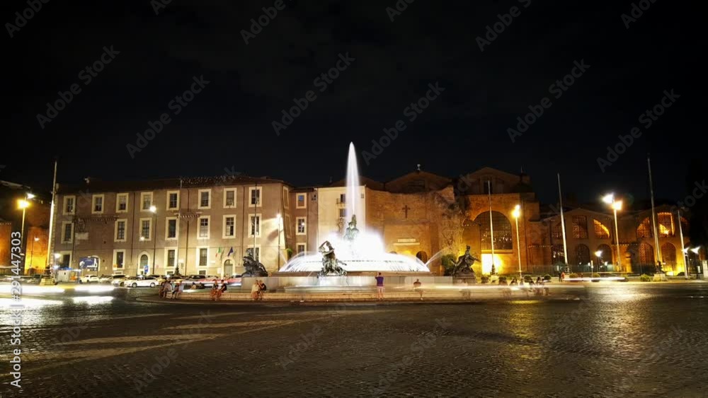 The wonderful fountain of the neiadi, Piazza della Repubblica at night. Esedra Square The wonderful fountain of the neiadi, Piazza della Repubblica at night. Esedra Square