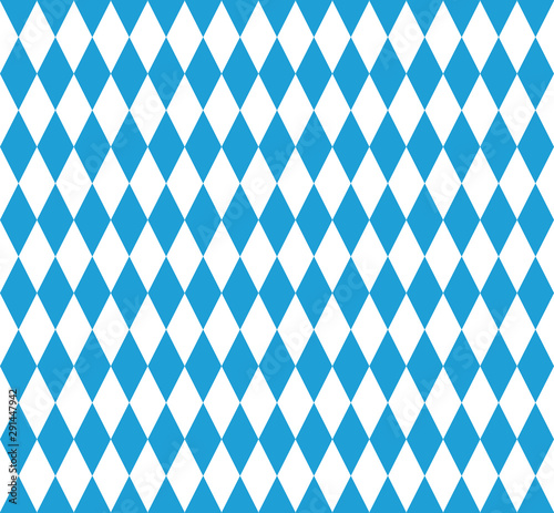 Bavarian background. Blue-white vertical diamond in a checkerboard pattern. Germany. Oktoberfest. Bavarian flag. Seamless pattern.