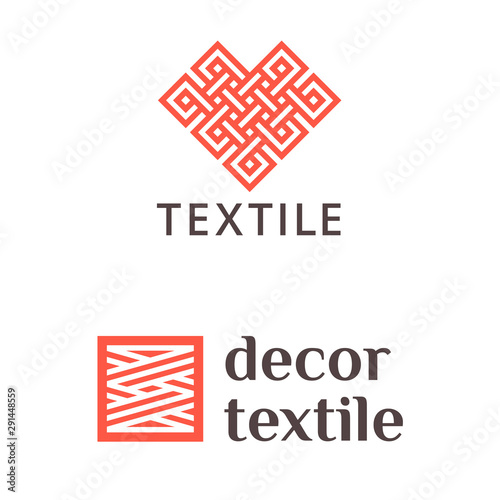 Set of vector logo design for shop knitting, textile, fabric.