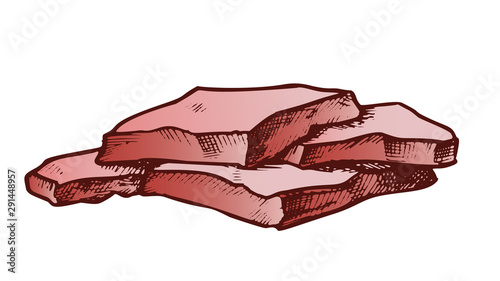 Stone Flat Or Stacked Fieldstone Color Vector. Solid Strong Stone Crag Element For Building Fence. Nature Block Slate Engraving Template Designed In Vintage Style Illustration