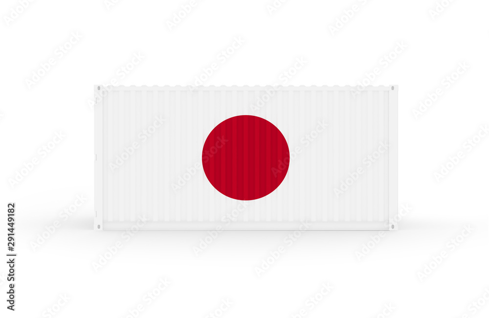 3D Illustration of Cargo Container with Japan Flag on white background. Delivery, transportation, shipping freight transportation. 3D Illustration of Cargo Container with Japan Flag on white background. Delivery, transportation, shipping freight transportation.