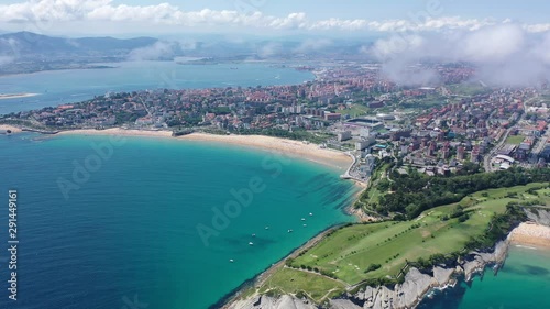 Scenic view from drone of coastal Spanish town of Santander on sunny summer day, Cantabria photo