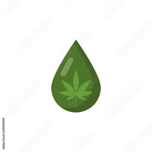 drop of marijuana drug in flat style, vector