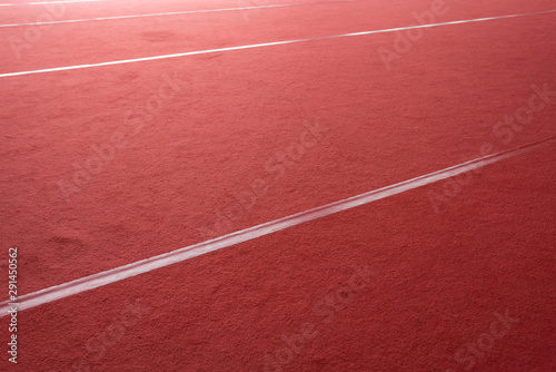 Indoor red carpet ground game track low angle close-up © bqmeng