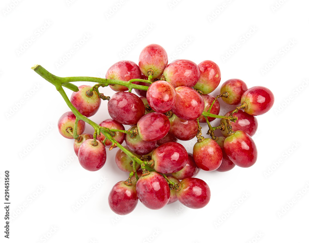 Fresh red grape isolated on white background.