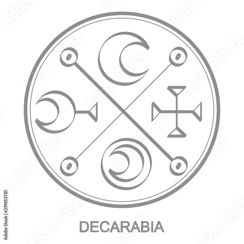 Vector icon with symbol of demon Decarabia. Sigil of Demon Decarabia photo