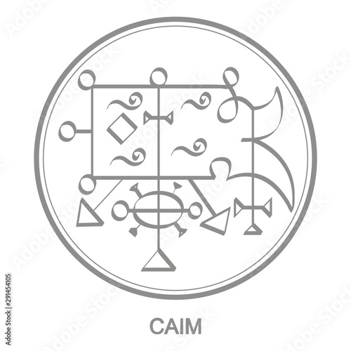 Vector icon with symbol of demon Caim. Sigil of Demon Caim photo