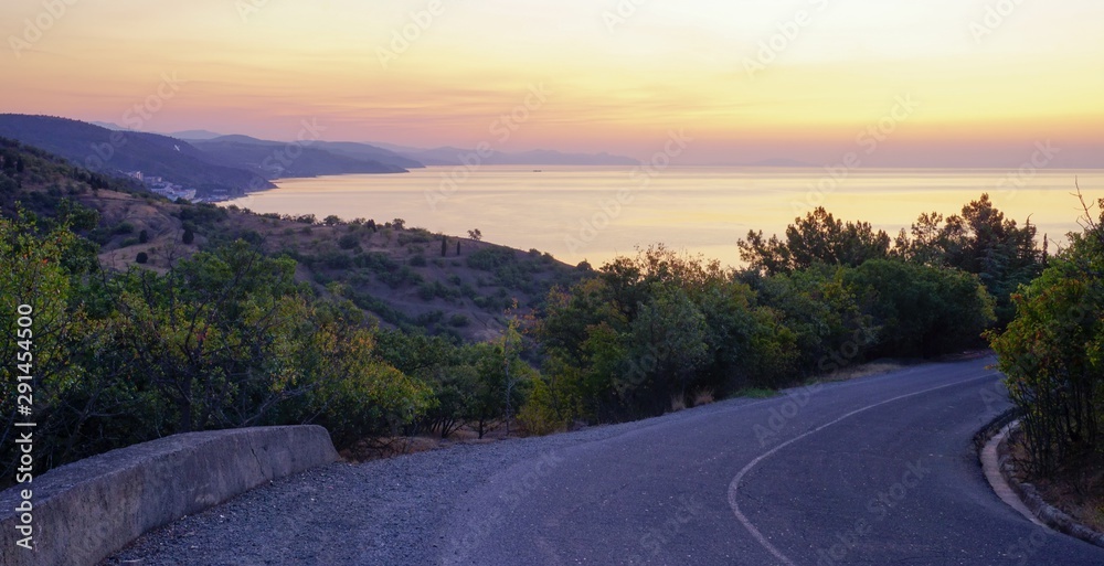 Fototapeta premium Mountain road before sunrise