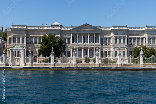 Panorama from Bosporus to Dolmabahce Palace city of Istanbul