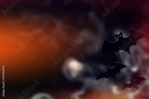 Halloween background, flying bats