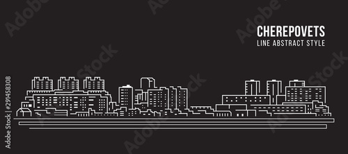 Cityscape Building Line art Vector Illustration design - Cherepovets city