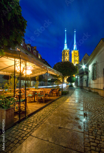 Evening view of the historic part of Wrocław.
