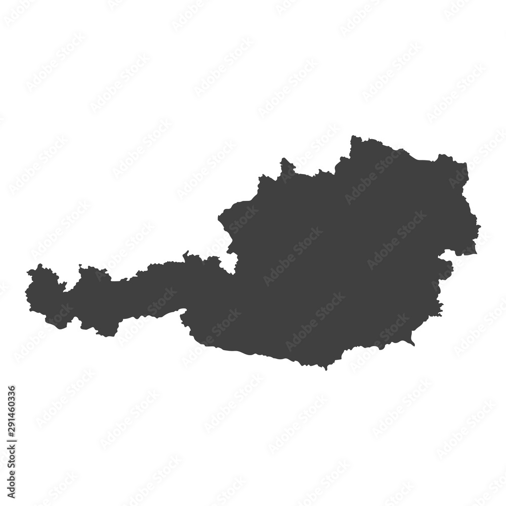 Austria map in black color on a white background