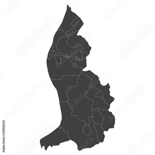 Liechtenstein map with selected regions in black color on a white background photo