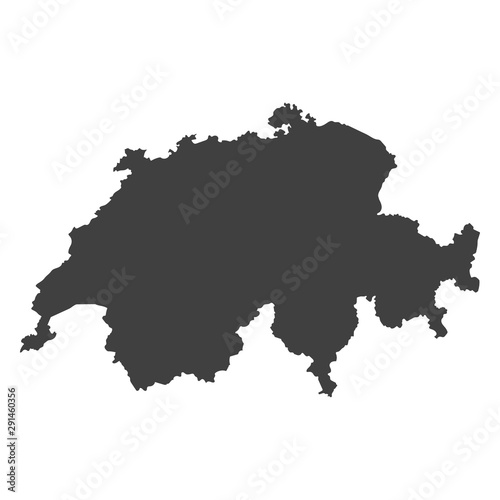 Switzerland map in black color on a white background