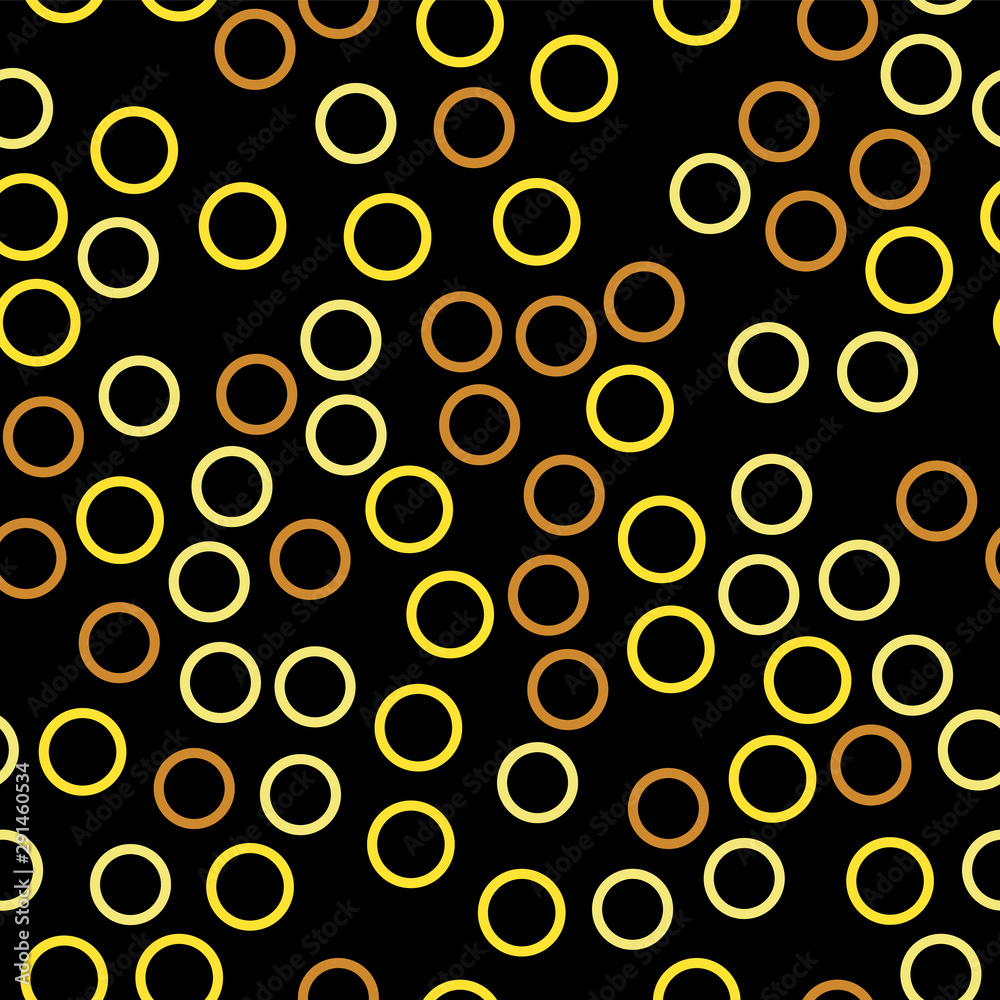 Seamless pattern. Golden circle geometry in modern style on a black background. Abstract geometric pattern. Simple vector illustration. Vector line design for packaging, fabric, beech and other.