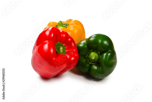 Group of bell peppers isolated on white background.