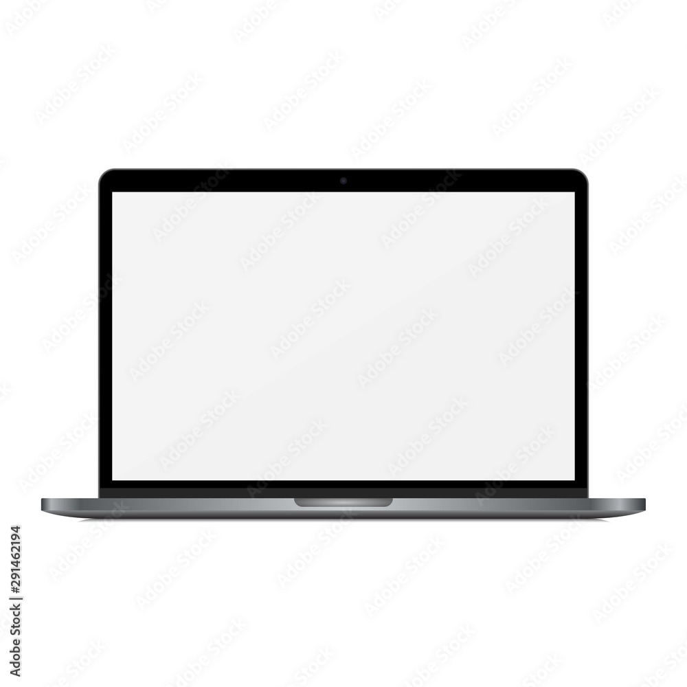 Laptop with empty screen on a white background Laptop with empty screen on a white background