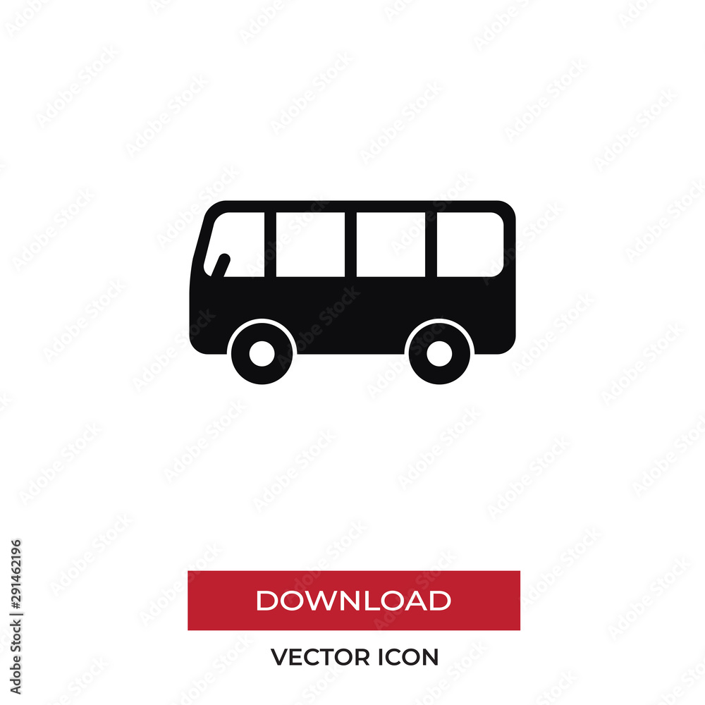 Bus vector icon in modern style for web site and mobile app