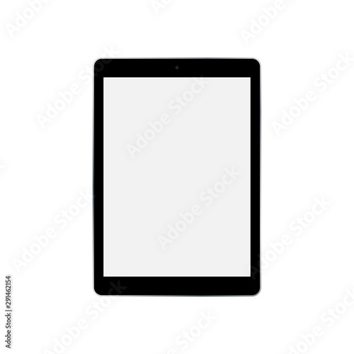 Tablet with empty screen on a white background