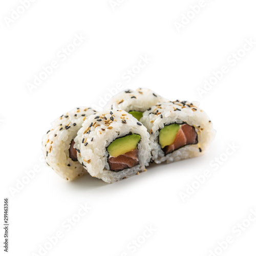 Fotografija Sushi california roll different types isolated on white background