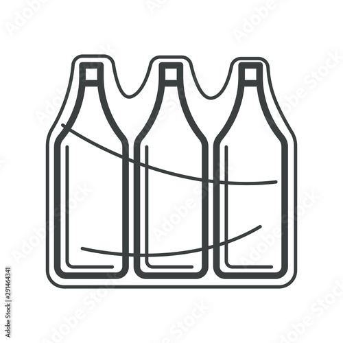 Bottles in pack, plastic containers in plastic wrap, isolated icon