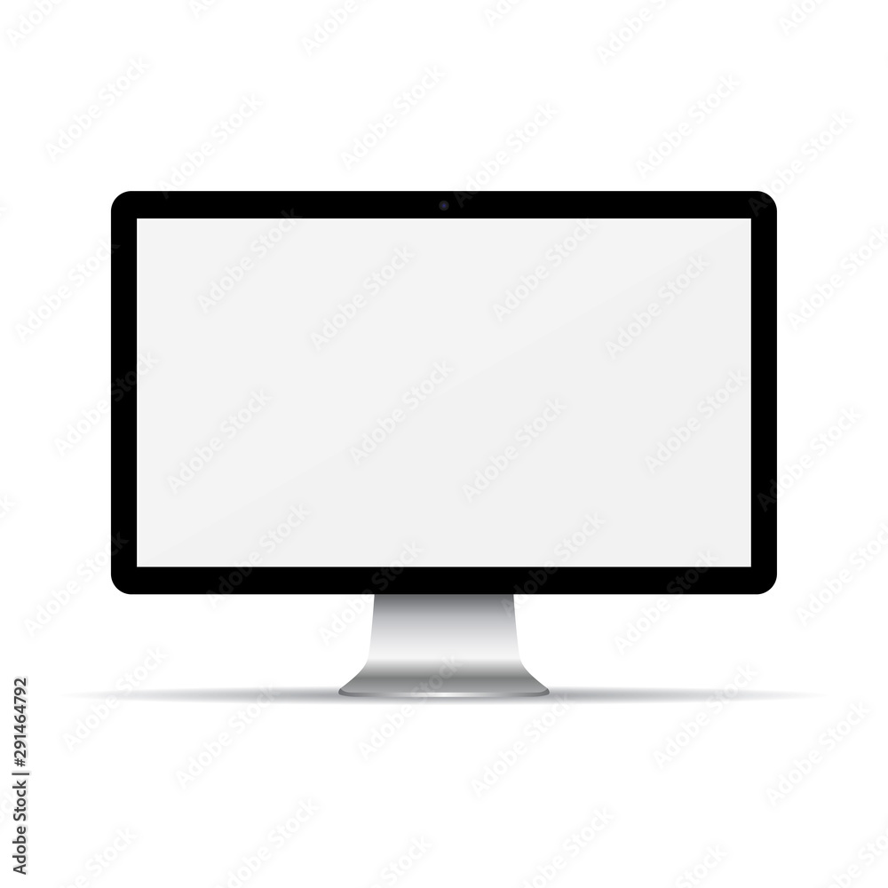 Computer monitor with empty screen on a white background Computer monitor with empty screen on a white background