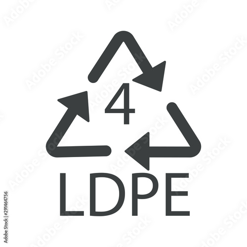 Recycle arrows triangle, plastic recycling symbol, LDPE 4