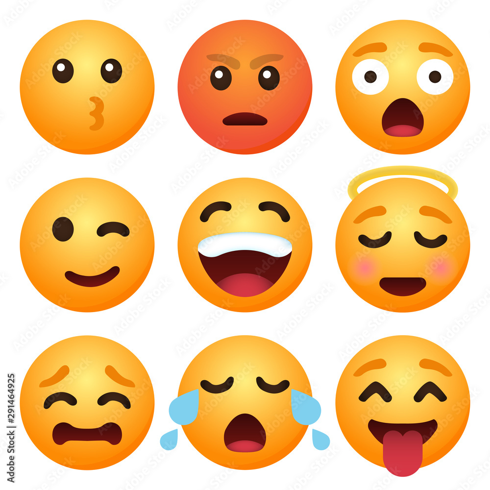Set of emoticon cartoon emojis smile for social media Set of emoticon cartoon emojis smile for social media