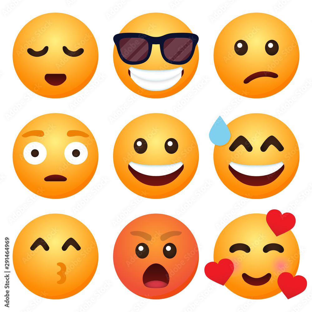Set of emoticon cartoon emojis smile for social media