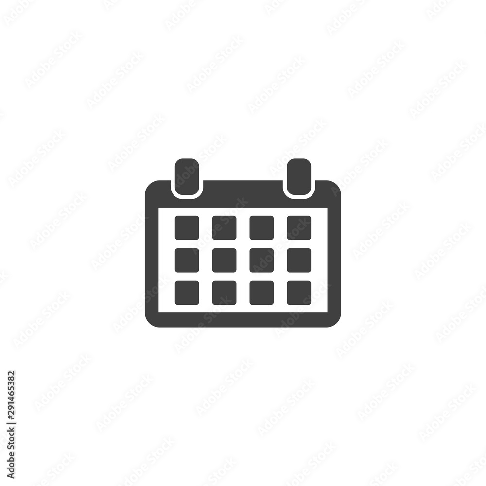 Calendar icon in black color on a white background Calendar icon in black color on a white background