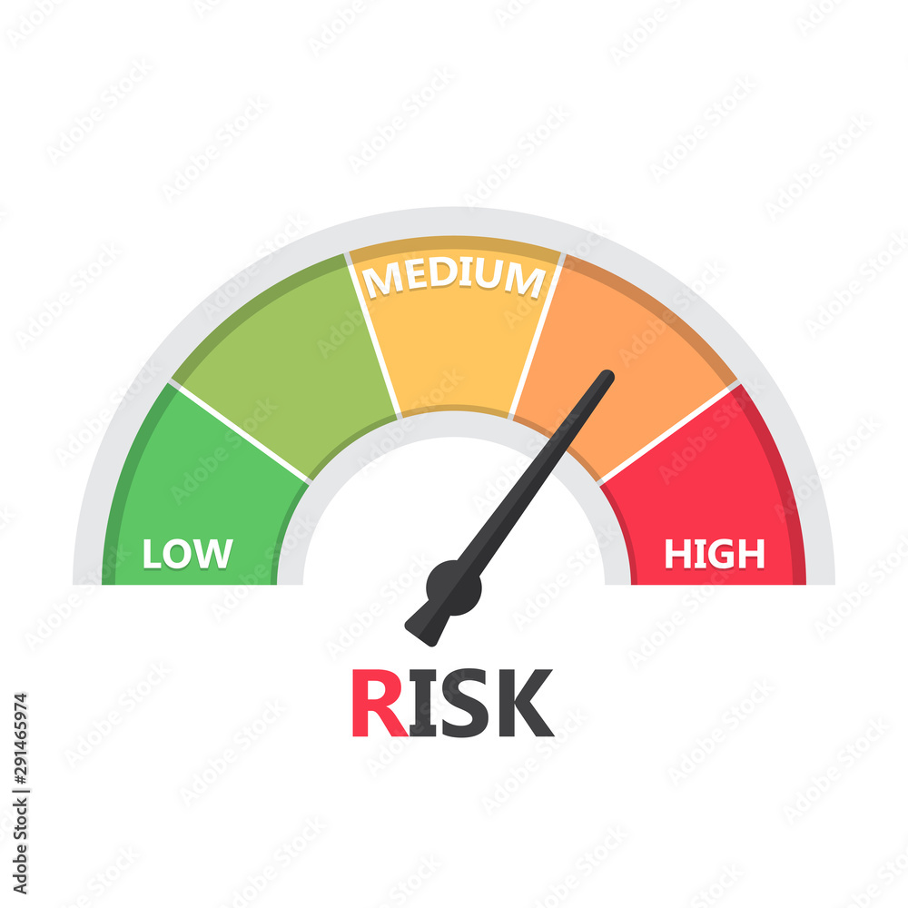 Gauge meter element with risk level in a flat design Stock Vector | Adobe  Stock