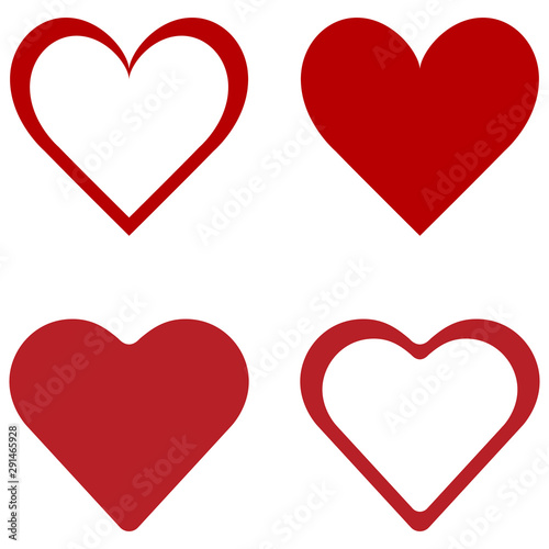 Red heart, icon set. Abstract concept. Vector illustration on white background.