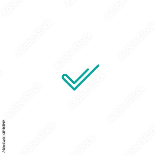 Valid Seal icon. Blue tick made of thread or line. Flat OK sticker icon. Isolated on white.
