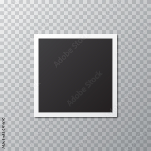 Blank realistic photo frame with shadow on a transparent background