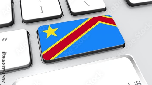 Dr congo flag on computer keyboard. photo