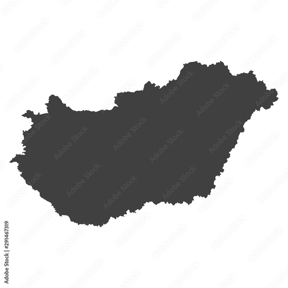 Hungary map in black color on a white background