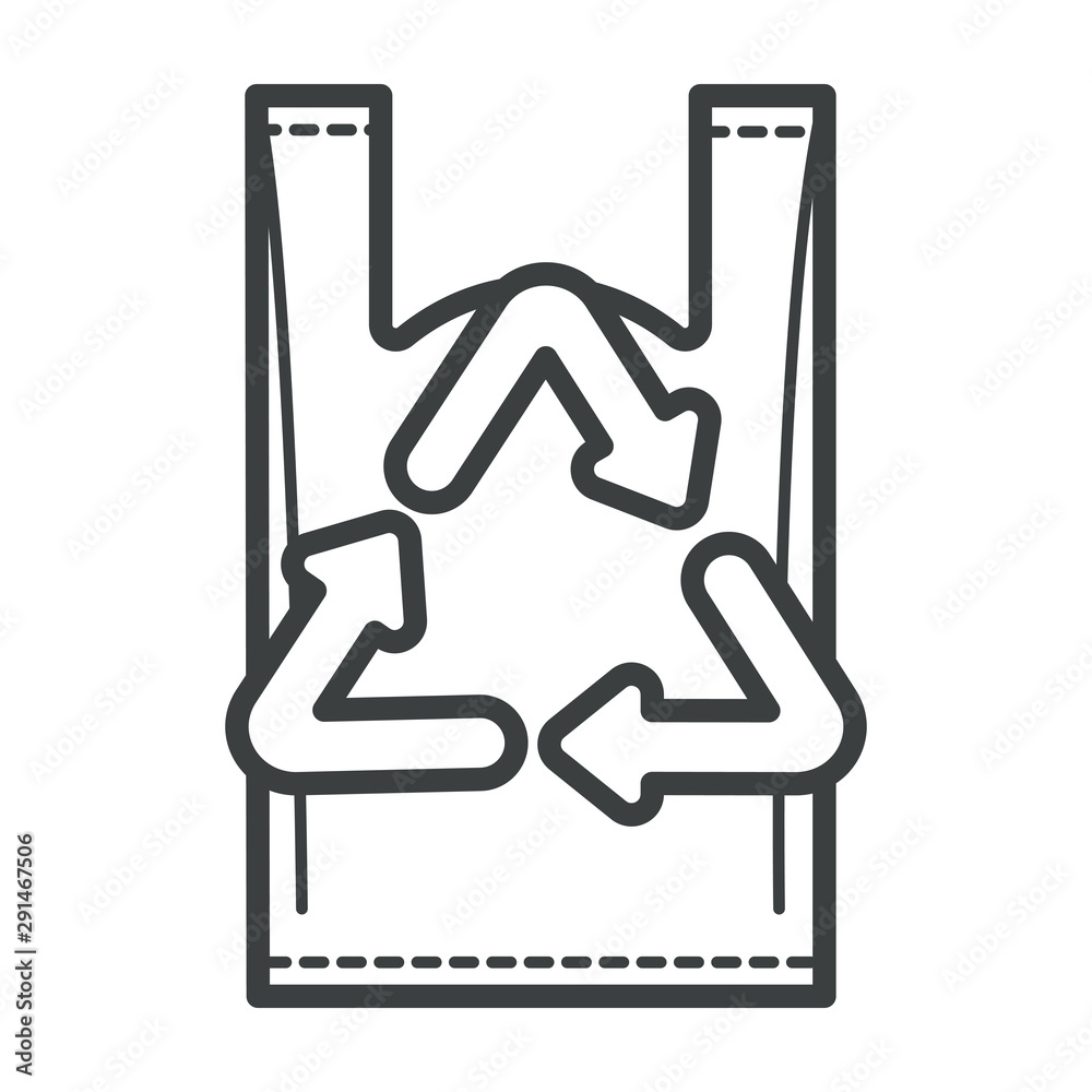 Recyclable shopping bag, package or bag and recycling sign Recyclable shopping bag, package or bag and recycling sign