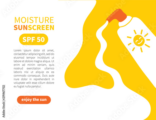 Moisture Sunscreen Cream Tube Advertising Banner Vector