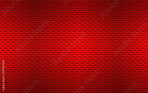 Structured red perforated metal texture, aluminium grating, abstract metallic background, vector illustration