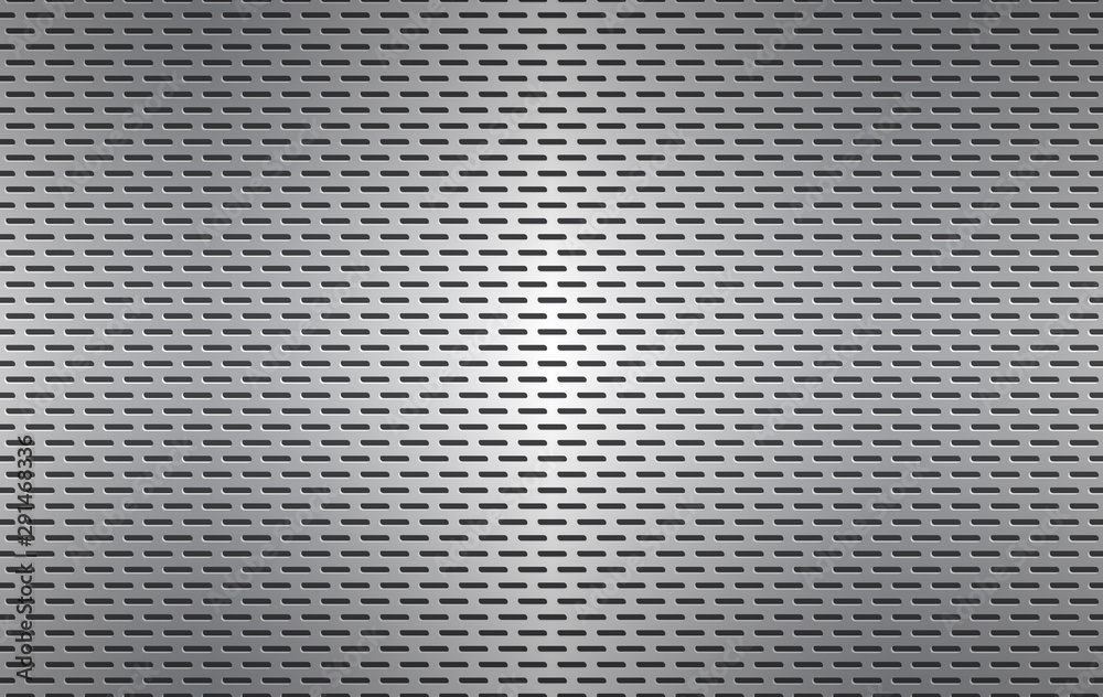 Structured silver perforated metal texture, aluminium grating, abstract metallic background, vector illustration Structured silver perforated metal texture, aluminium grating, abstract metallic background, vector illustration