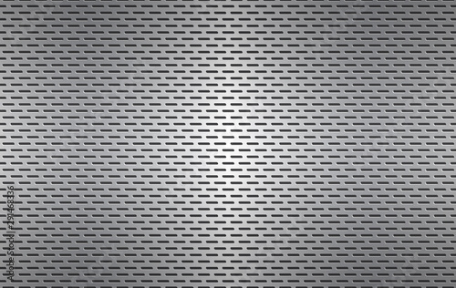 Structured silver perforated metal texture, aluminium grating, abstract metallic background, vector illustration