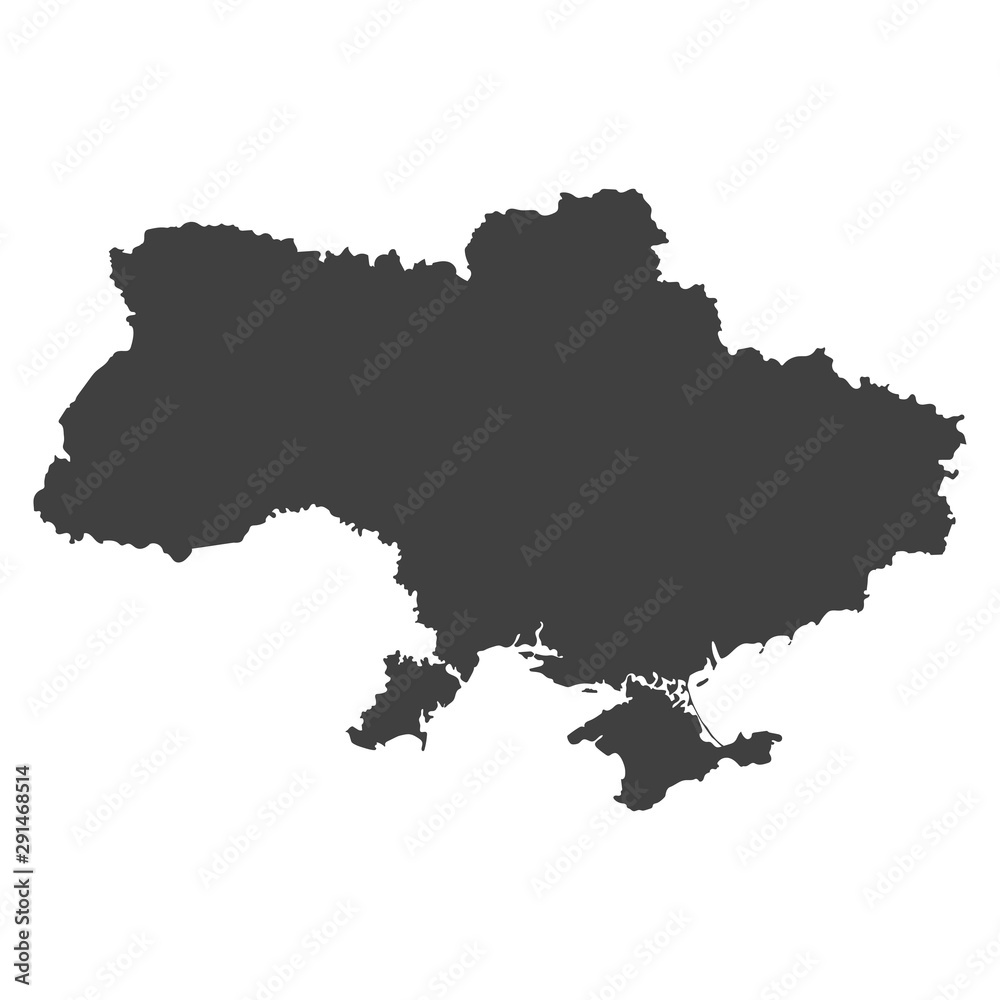Ukraine map in black color on a white background