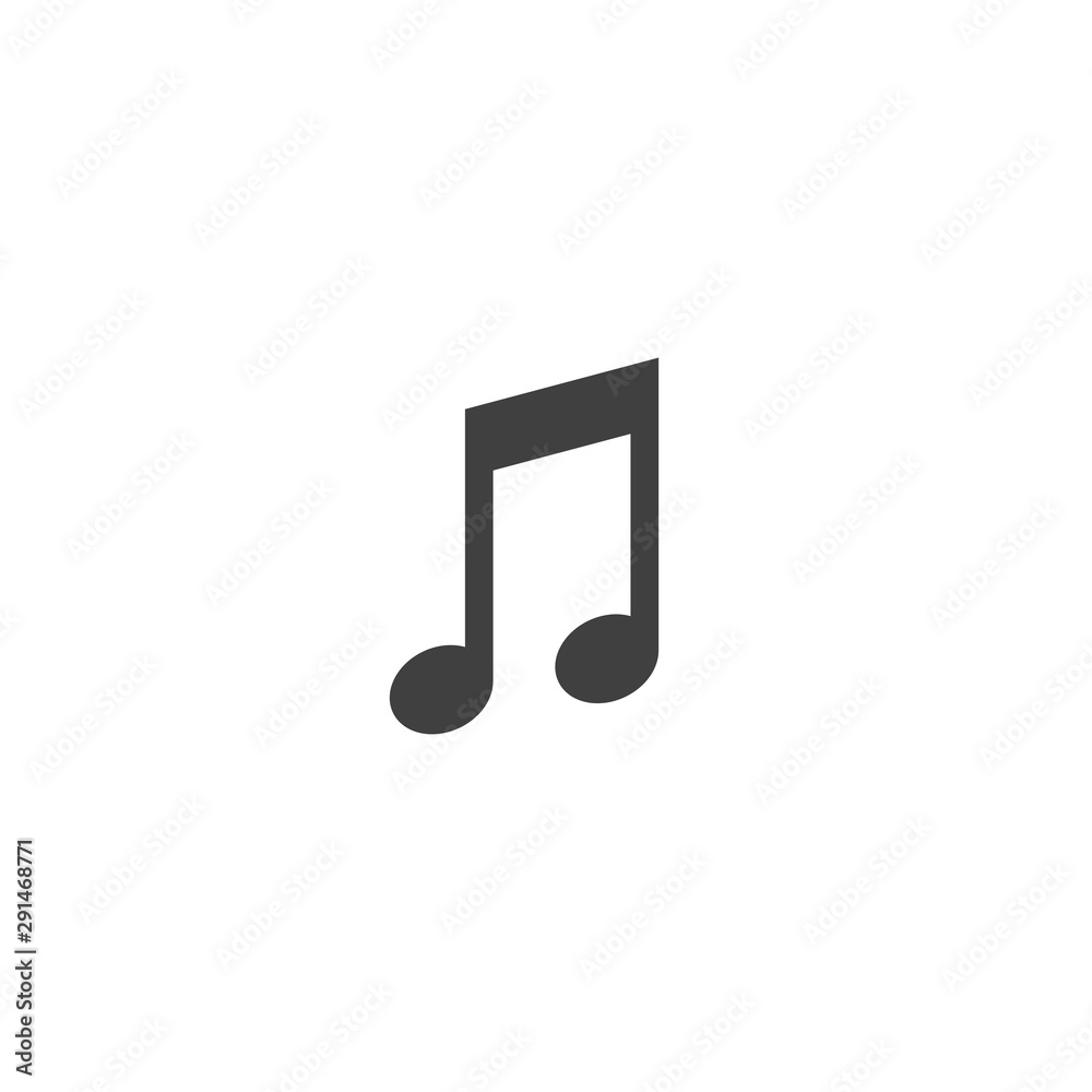 Music note icon in black color on a white background Music note icon in black color on a white background