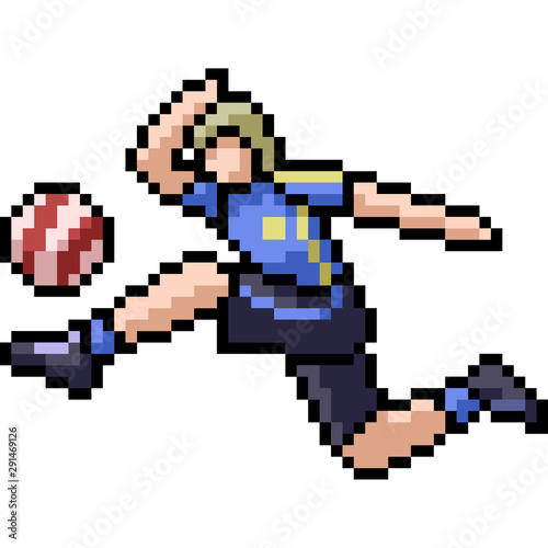 vector pixel art boy play football