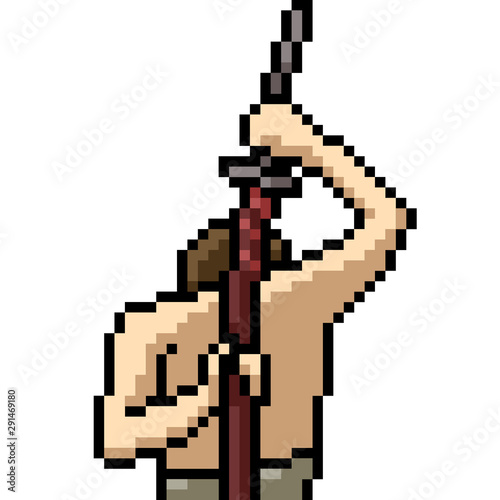 vector pixel art samurai sword
