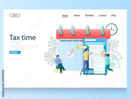 Tax time vector website landing page design template