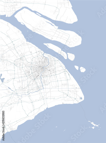 Photography Satellite map of Shanghai and surrounding areas, People's Republic of China, Yangtze River Delta